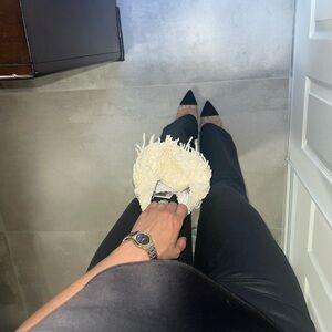 Cream Beaded bag with fringe 🍦